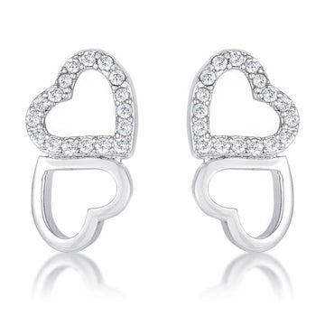 .17 Ct Melded Hearts and CZ Stud Earrings